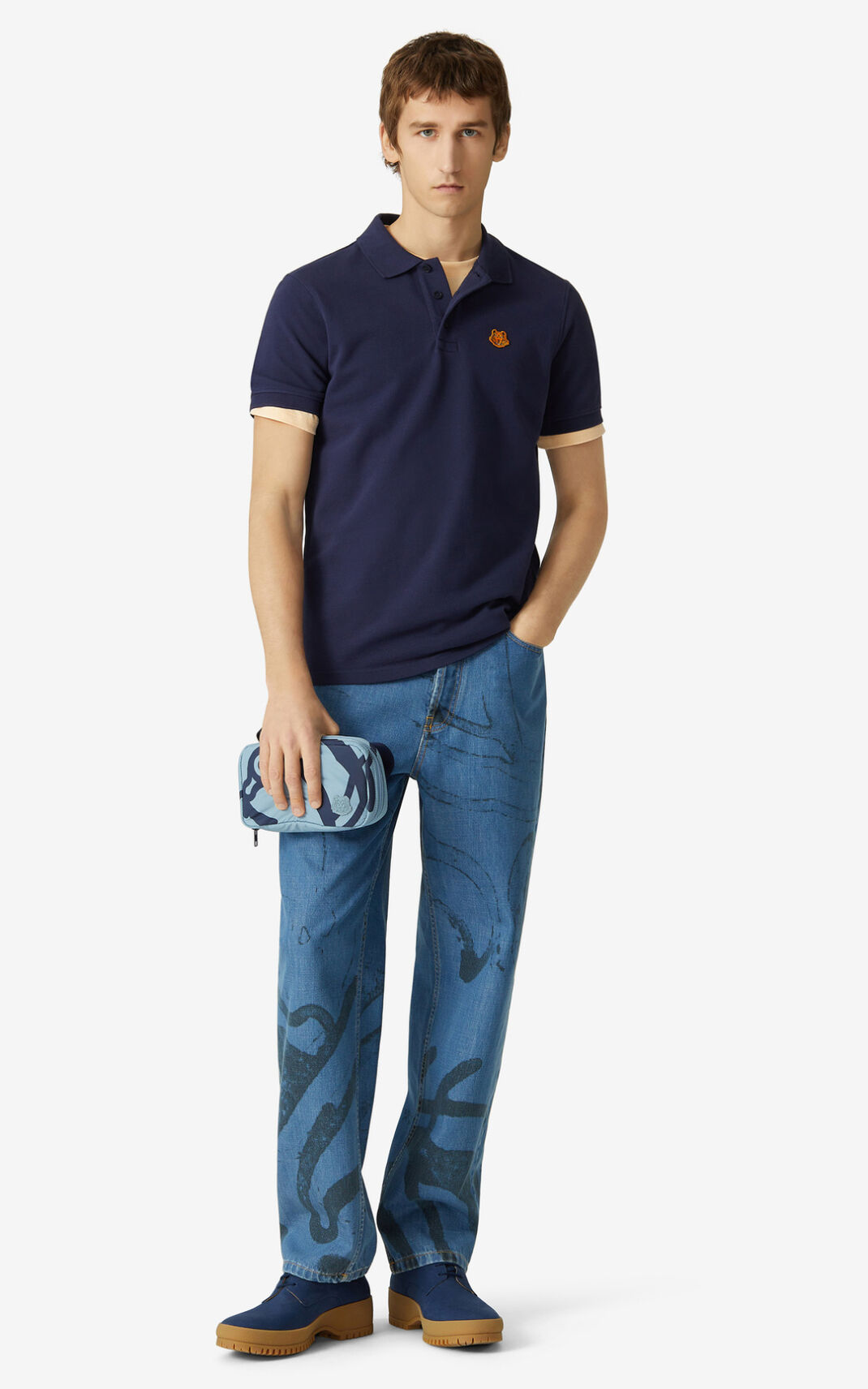 Polo Kenzo Homme Tiger Crest Bleu Marine Bleu ASFOP-5726